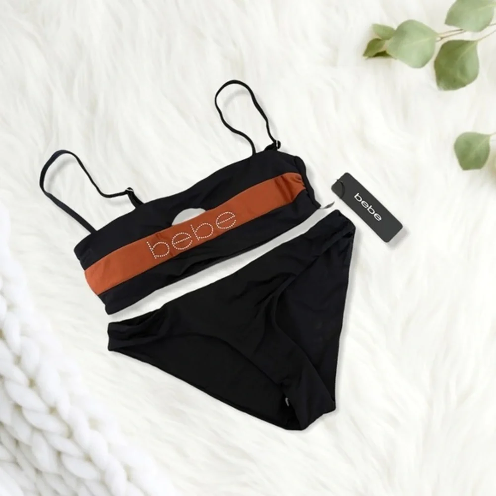 Bebe Black & Bronze 2PC Swimsuit